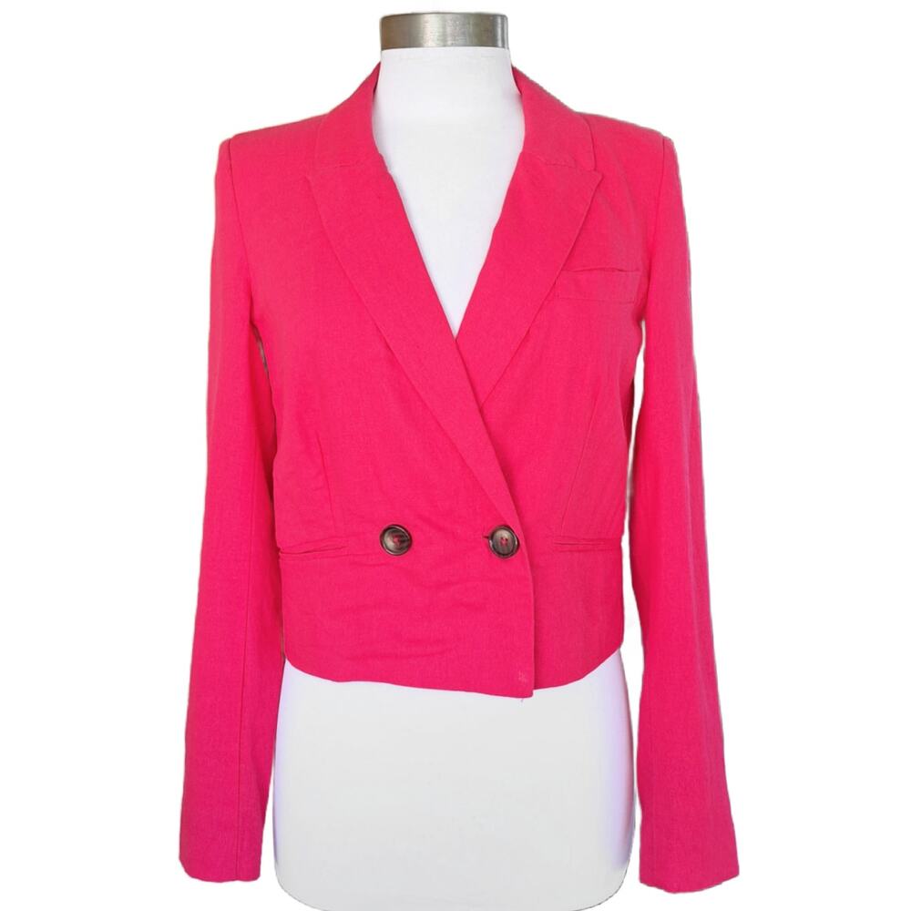 Jason WU Hot Pink Crop Jacket Blazer Size Small Double Breasted Barbicore